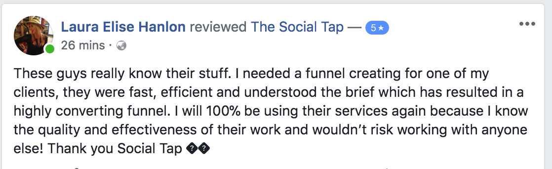 5-star Facebook review: “These guys really know their stuff… I will 100% be using their services again.”