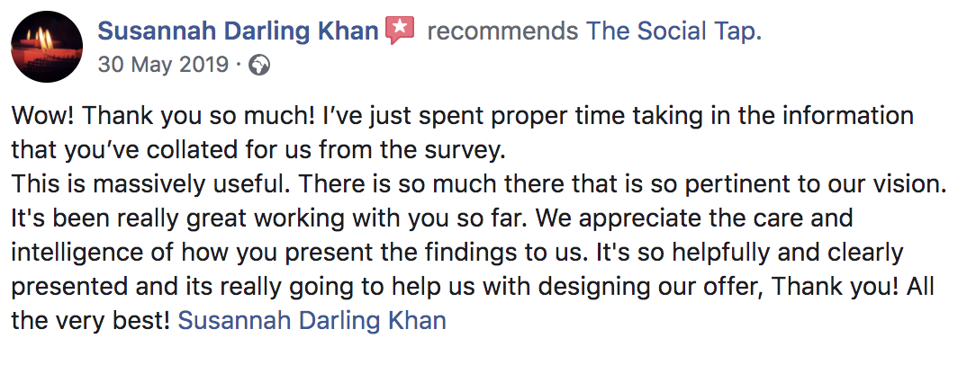 Facebook recommendation from Susannah Darling Khan: massively useful survey findings, clearly presented, really going to help us design our offer.